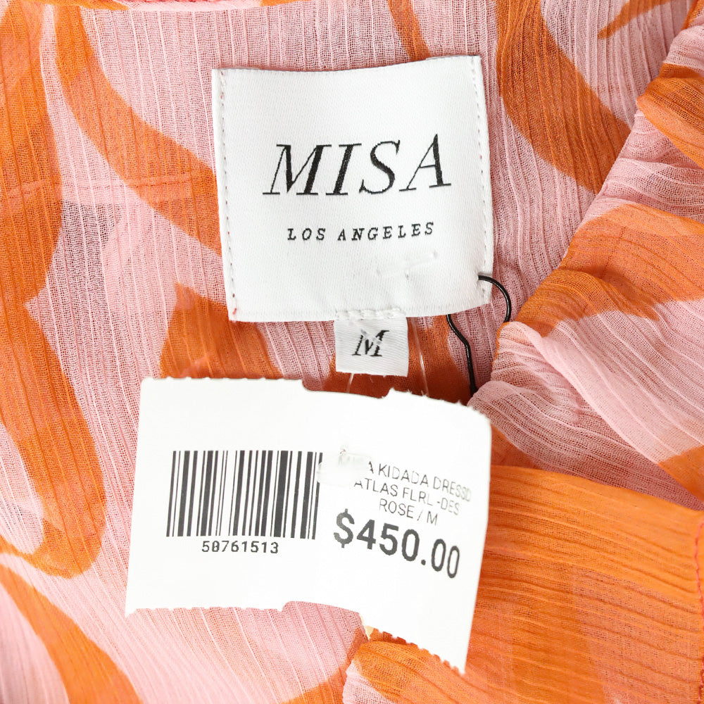 Misa Los Angeles Atlas Floral Dessert Rose Print Chiffon Kidada Dress
