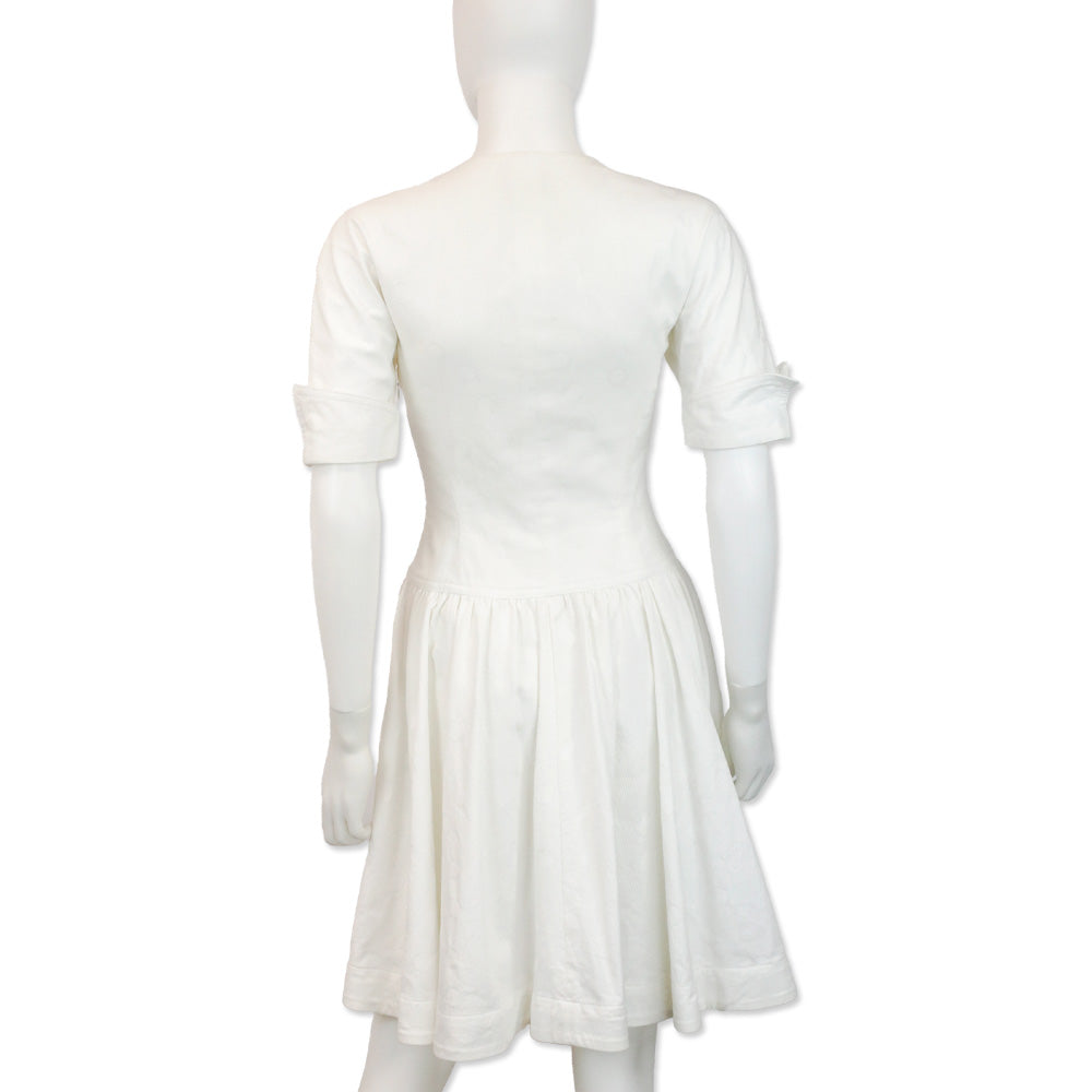 Miss Dior White Button Up Short Sleeve Midi Dress