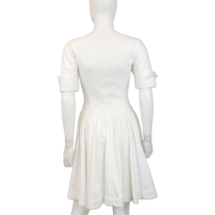 Miss Dior White Button Up Short Sleeve Midi Dress