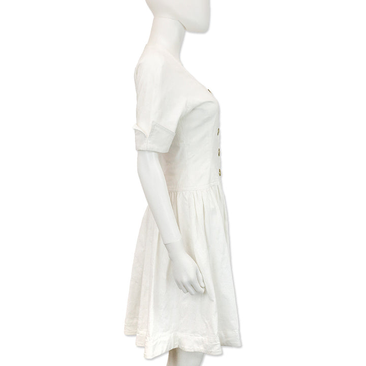 Miss Dior White Button Up Short Sleeve Midi Dress