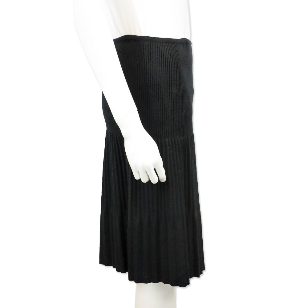 Missoni Bergdorf Goodman Black Wool Knit Pleated Flare Mini Skirt