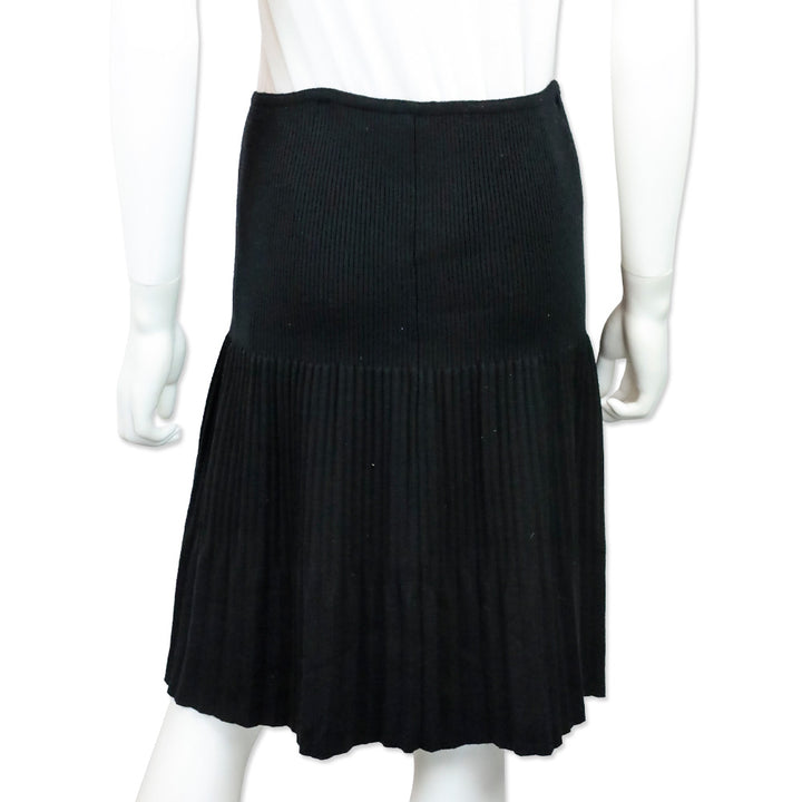 Missoni Bergdorf Goodman Black Wool Knit Pleated Flare Mini Skirt