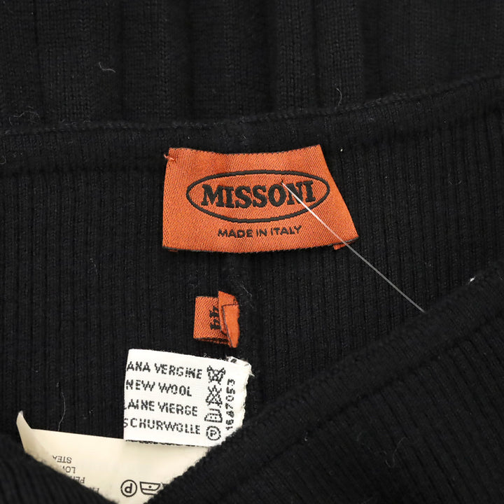 Missoni Bergdorf Goodman Black Wool Knit Pleated Flare Mini Skirt