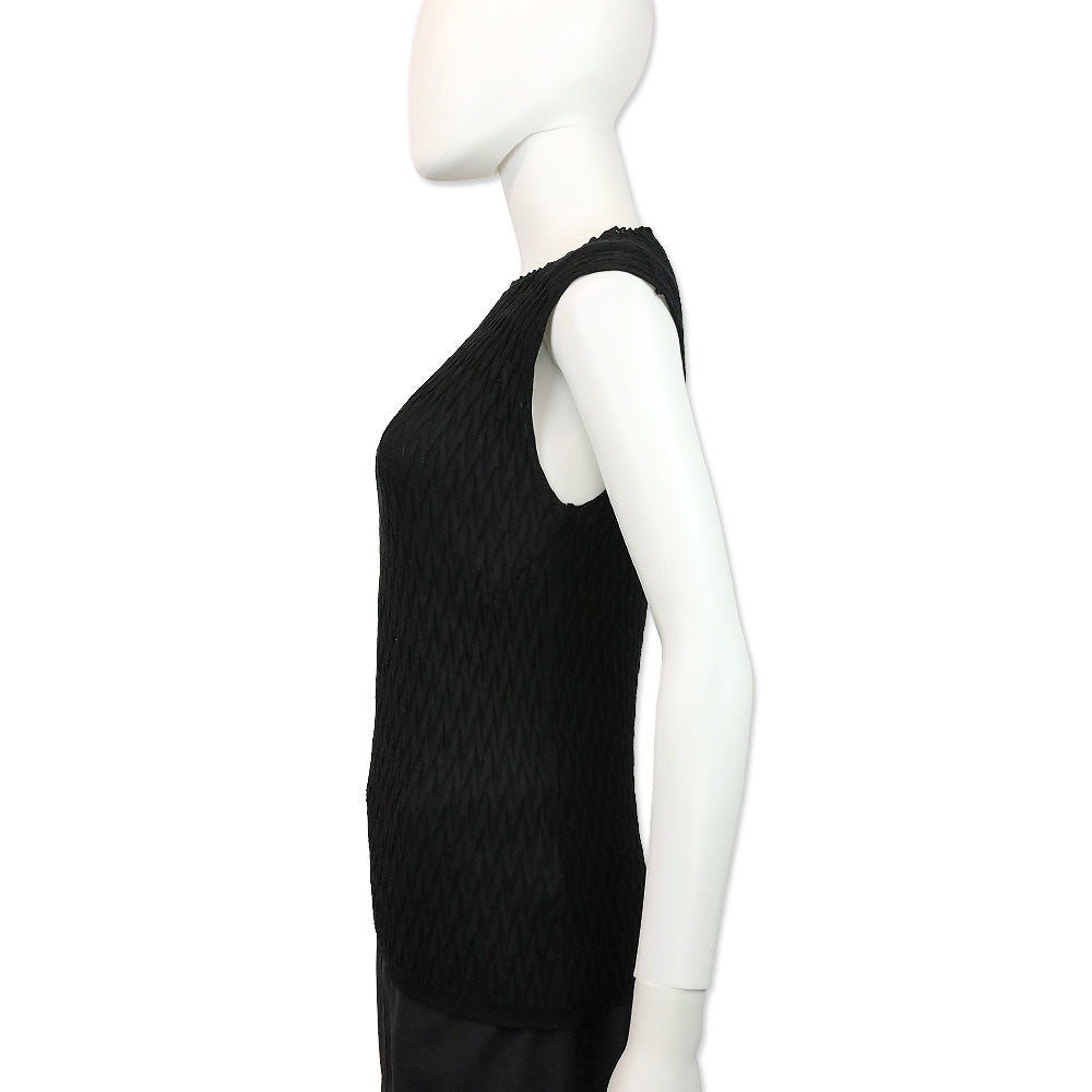 Missoni Black Cotton Chevron Knit Sleeveless Sweater Top