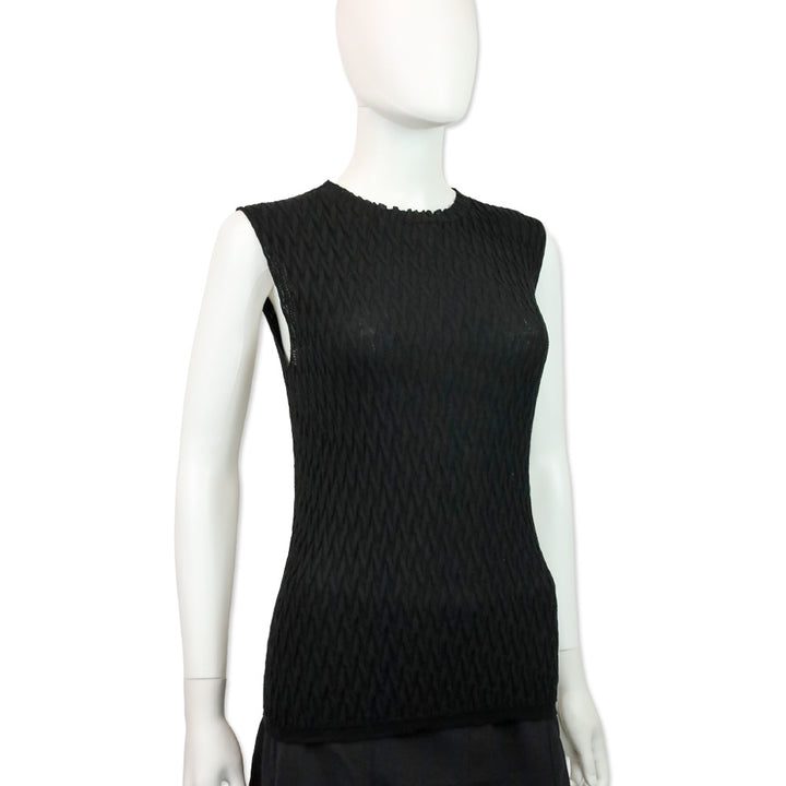 Missoni Black Cotton Chevron Knit Sleeveless Sweater Top