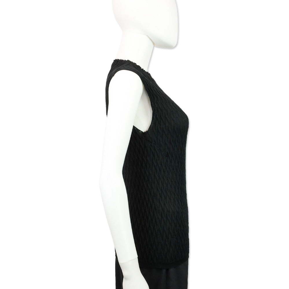 Missoni Black Cotton Chevron Knit Sleeveless Sweater Top