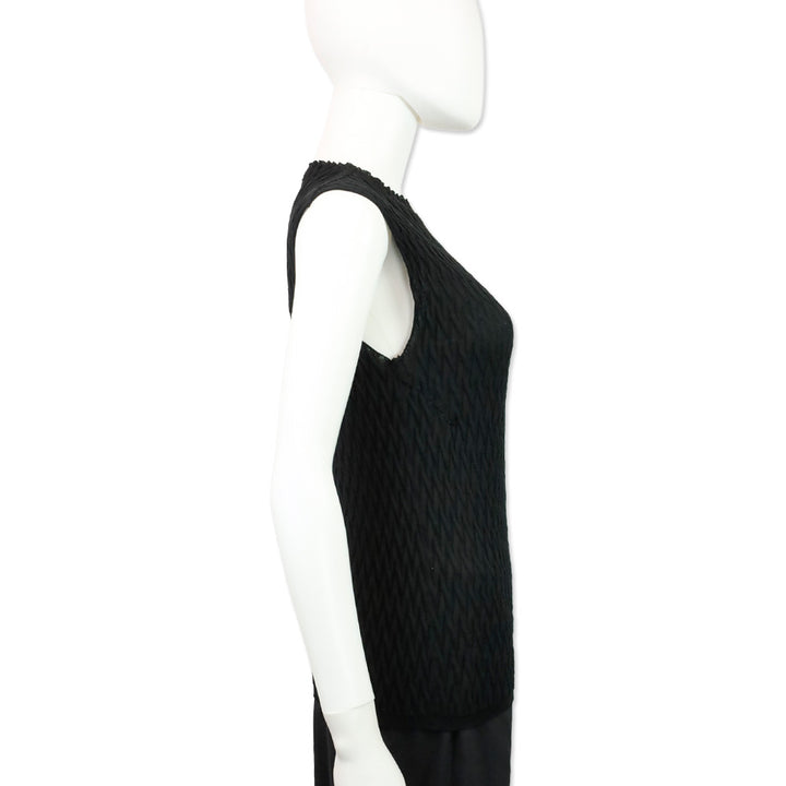 Missoni Black Cotton Chevron Knit Sleeveless Sweater Top