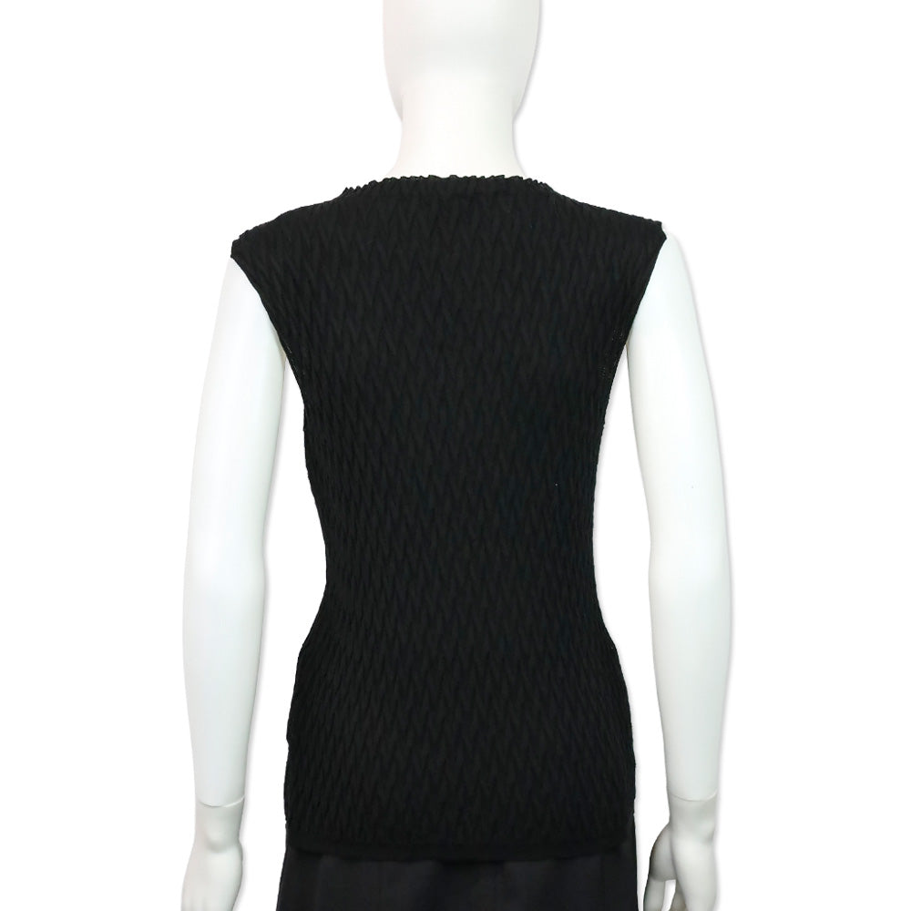 Missoni Black Cotton Chevron Knit Sleeveless Sweater Top