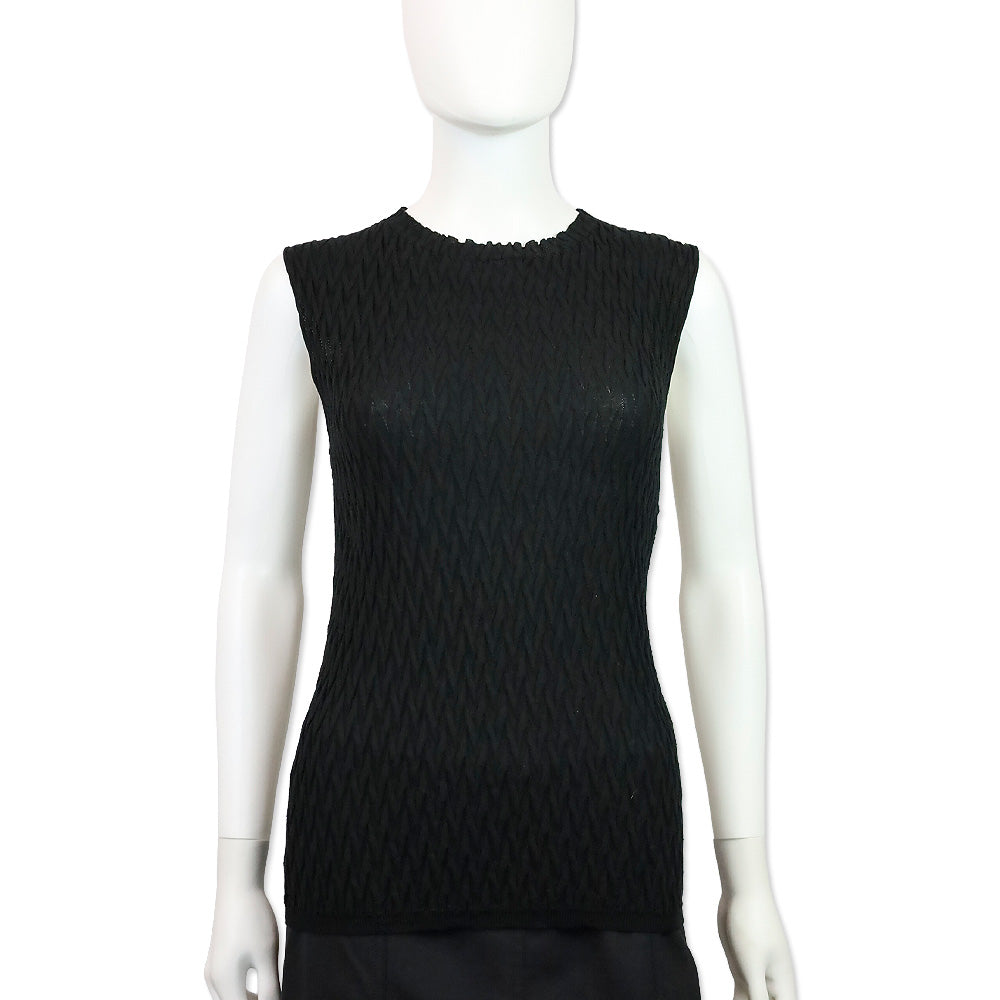 Missoni Black Cotton Chevron Knit Sleeveless Sweater Top