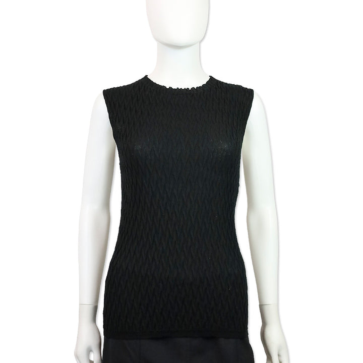 Missoni Black Cotton Chevron Knit Sleeveless Sweater Top