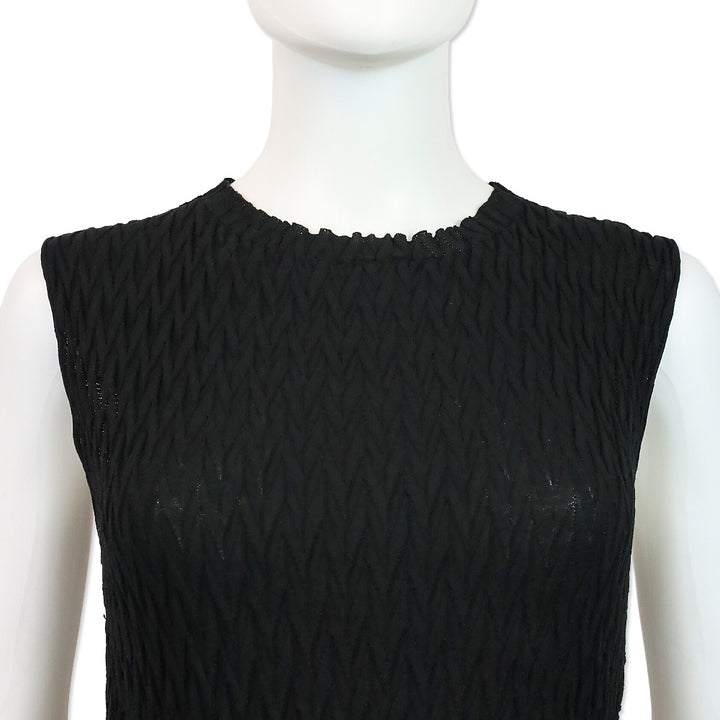 Missoni Black Cotton Chevron Knit Sleeveless Sweater Top