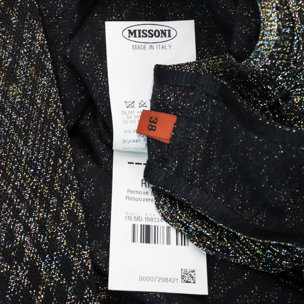 Missoni Black Multi Metallic Knit Fringe Midi Dress