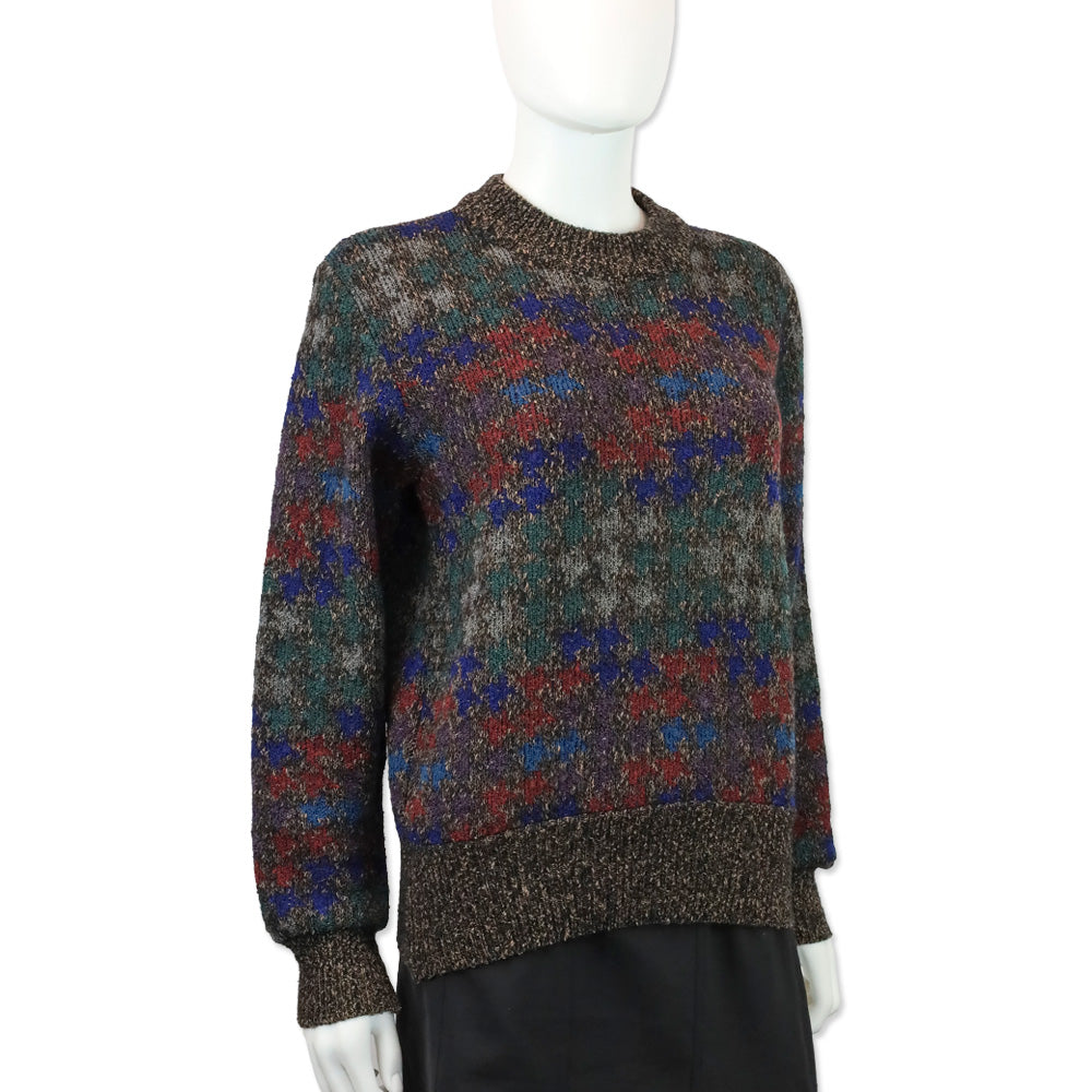 Missoni Brown Multicolor Wool Blend Knit Crewneck Sweater
