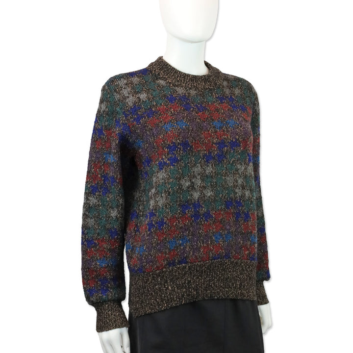 Missoni Brown Multicolor Wool Blend Knit Crewneck Sweater