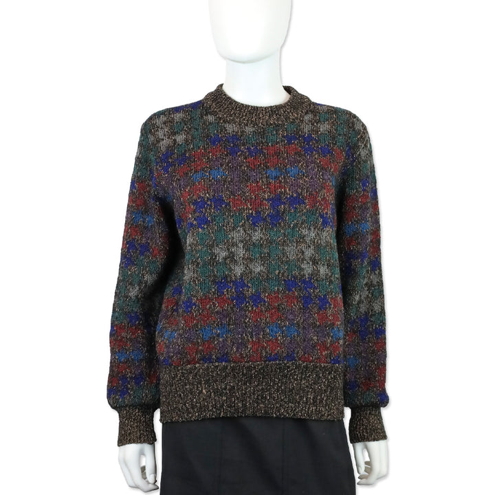 Missoni Brown Multicolor Wool Blend Knit Crewneck Sweater
