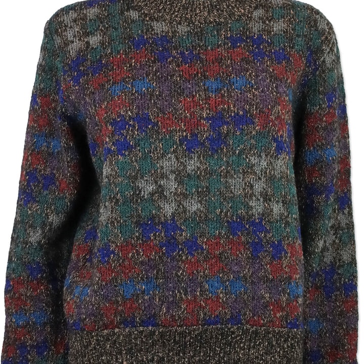 Missoni Brown Multicolor Wool Blend Knit Crewneck Sweater