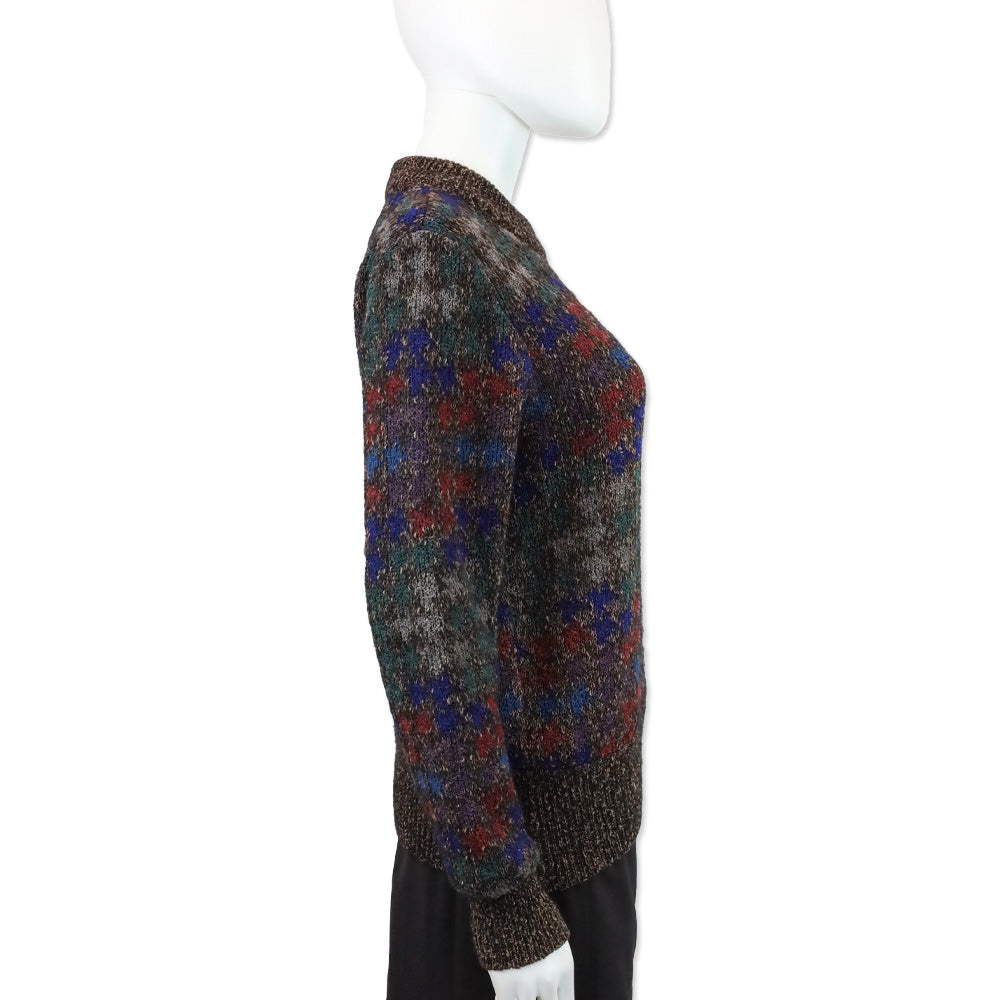 Missoni Brown Multicolor Wool Blend Knit Crewneck Sweater