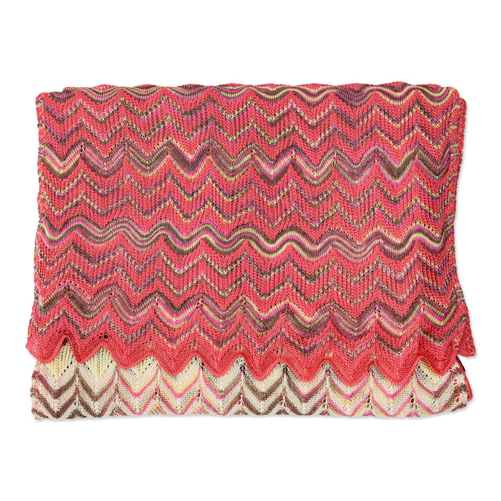 Missoni Foulard Salmon Multi Chevron Pattern Knit Scarf