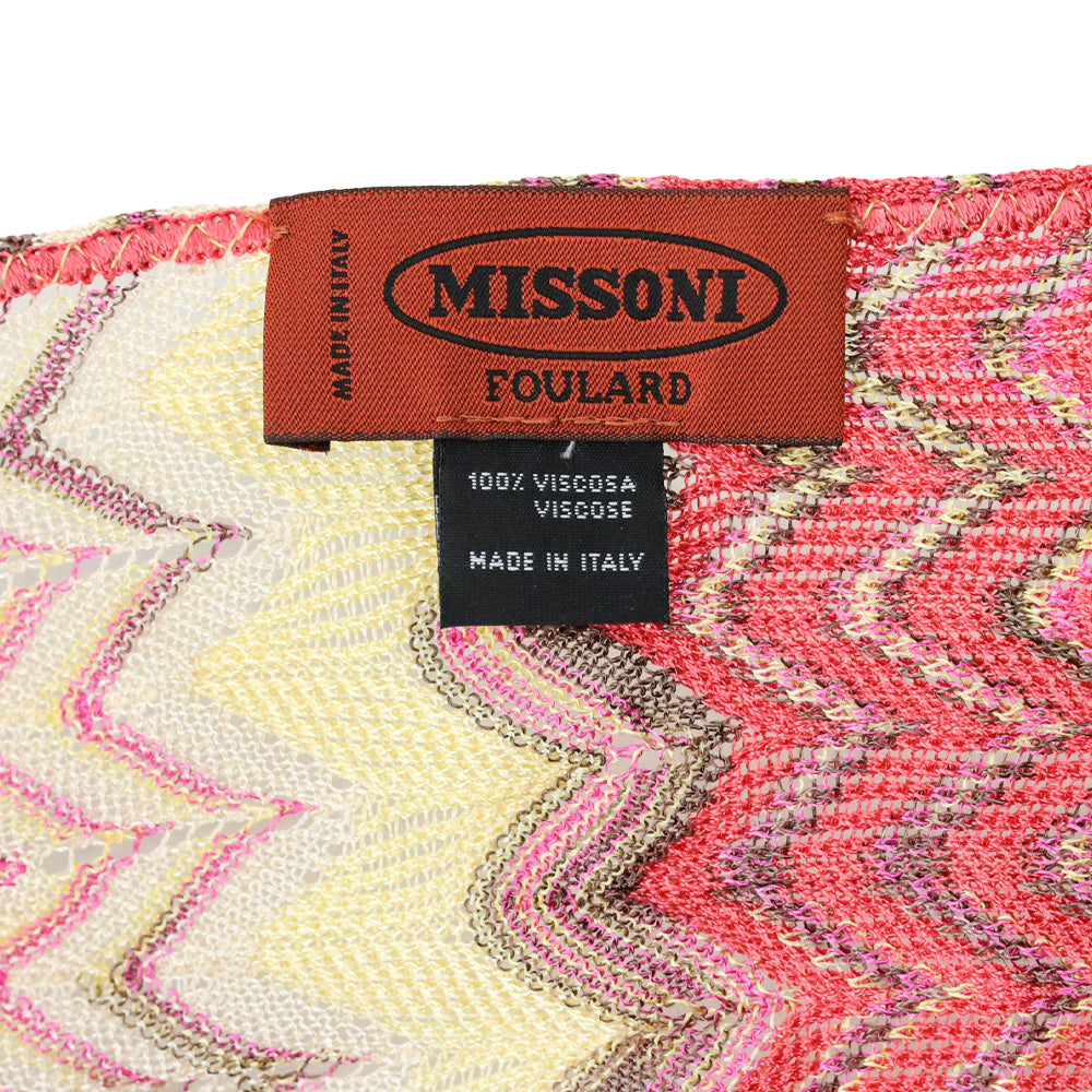 Missoni Foulard Salmon Multi Chevron Pattern Knit Scarf
