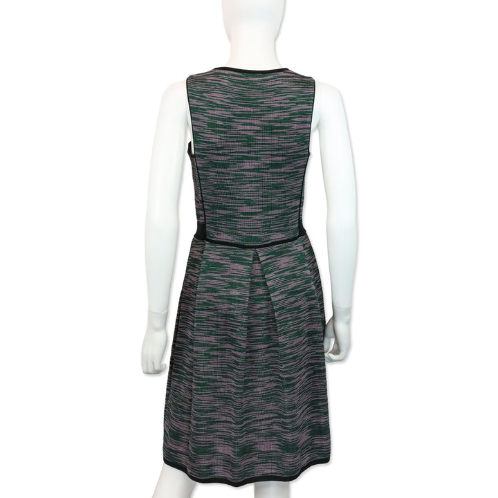Missoni Green/Purple Striped Knit A-Line Midi Dress