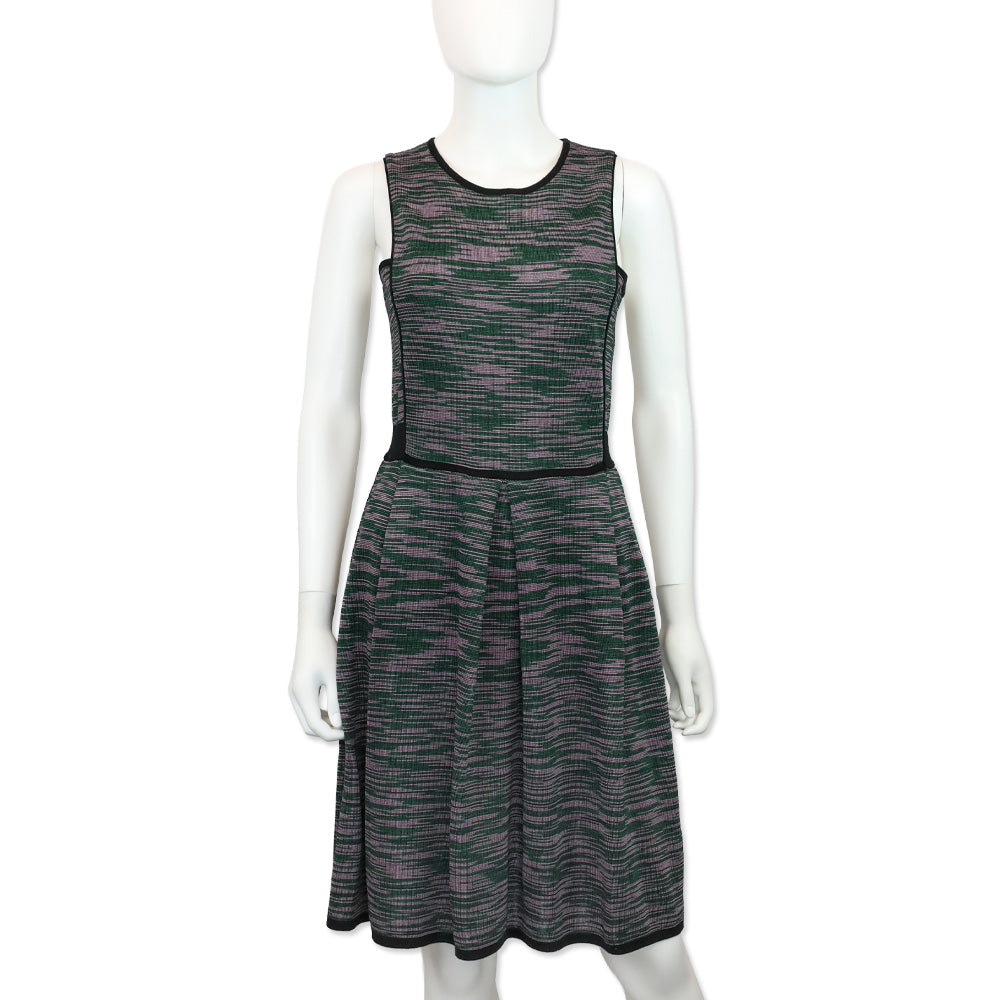 Missoni Green/Purple Striped Knit A-Line Midi Dress | DBLTKE Luxury Consignment Boutique Missoni Green/Purple Striped Knit A-Line Midi Dress | DBLTKE Luxury Consignment Boutique