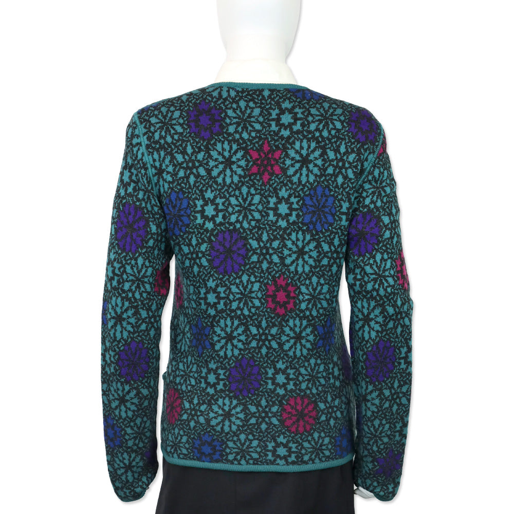 Missoni Multi Dark Teal Snowflake Knit Cashmere Cardigan