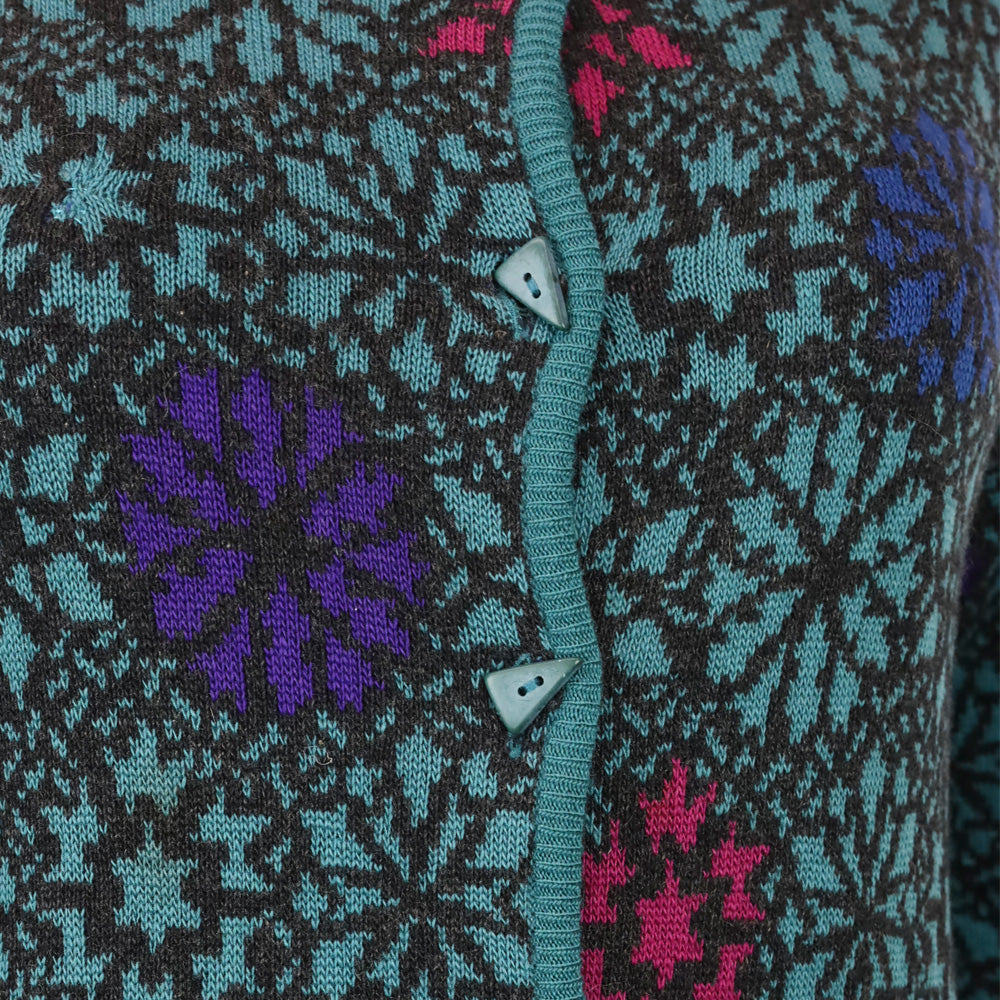 Missoni Multi Dark Teal Snowflake Knit Cashmere Cardigan