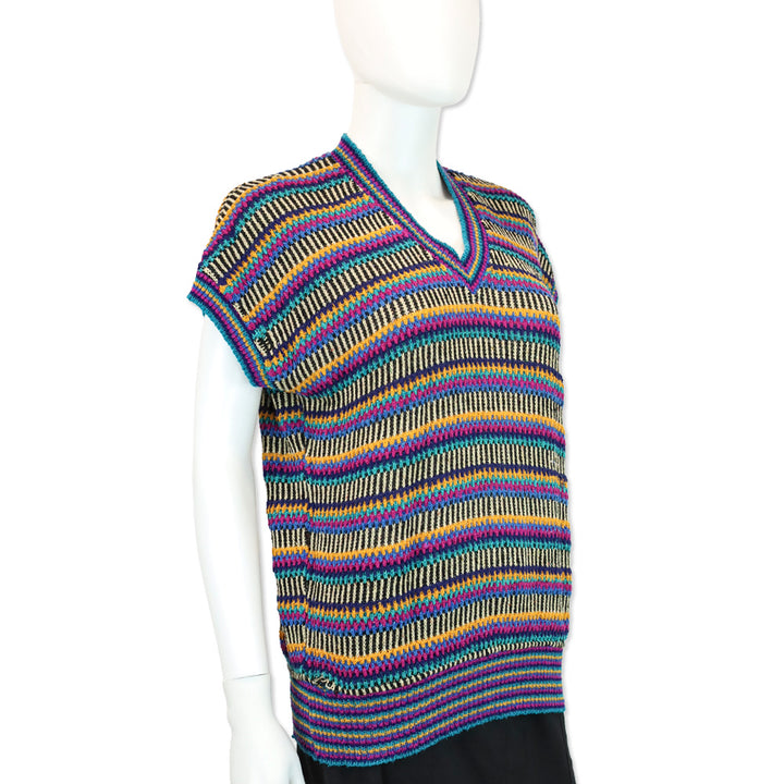 Missoni Multicolor Stripe Knit V-Neck Sweater Vest