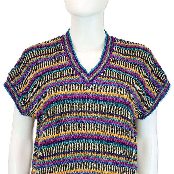 Missoni Multicolor Stripe Knit V-Neck Sweater Vest