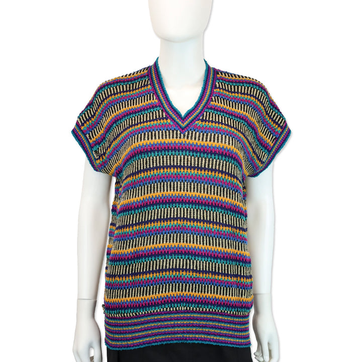 Missoni Multicolor Stripe Knit V-Neck Sweater Vest
