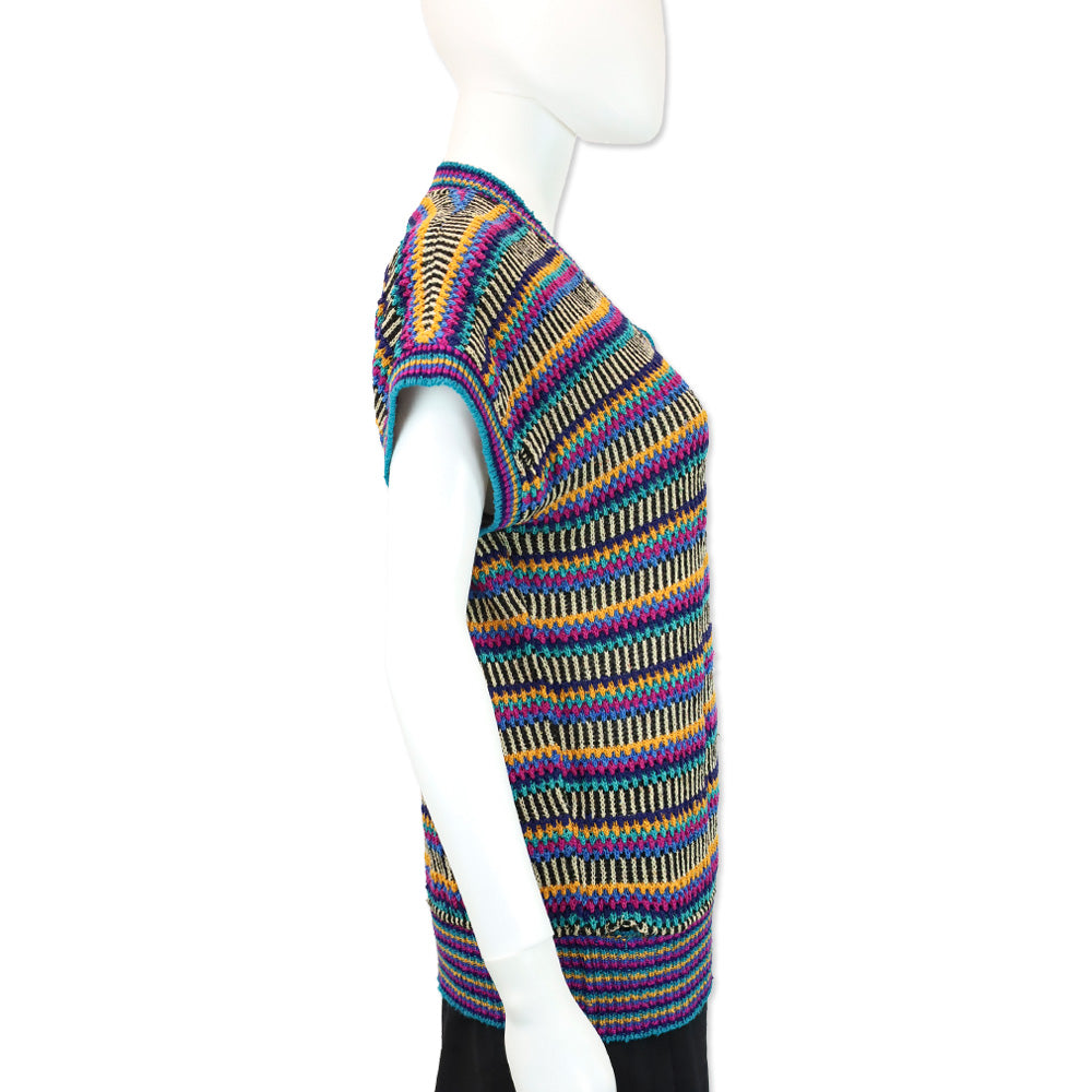 Missoni Multicolor Stripe Knit V-Neck Sweater Vest