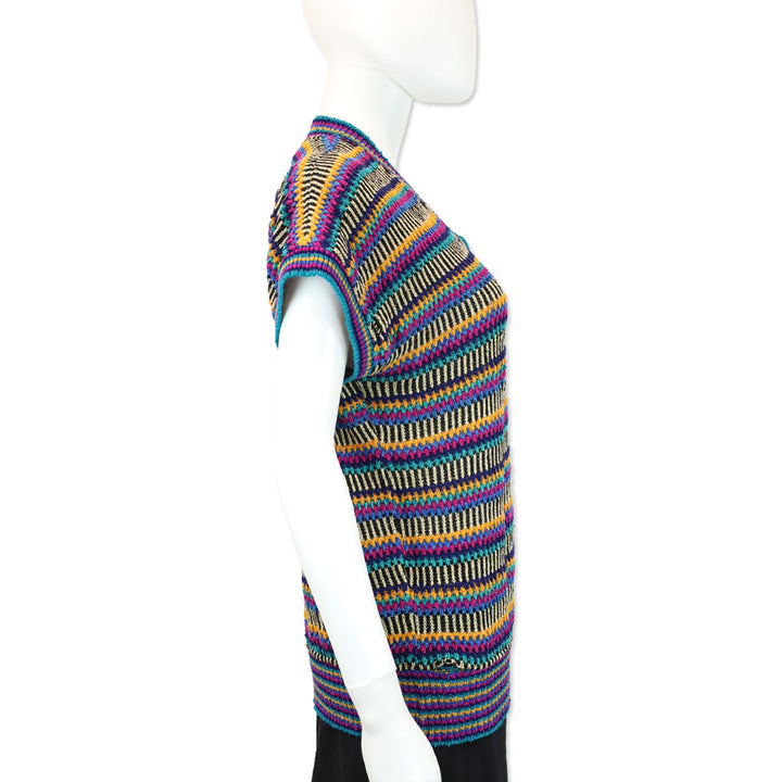 Missoni Multicolor Stripe Knit V-Neck Sweater Vest
