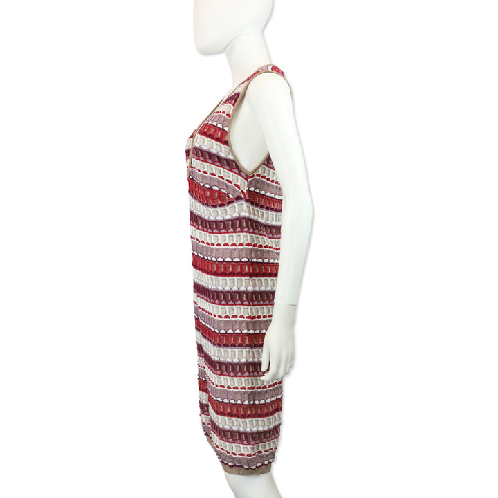Missoni Multicolor Waffle Knit V-Neck Sleeveless Midi Dress