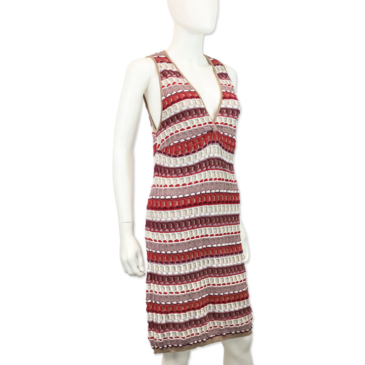 Missoni Multicolor Waffle Knit V-Neck Sleeveless Midi Dress