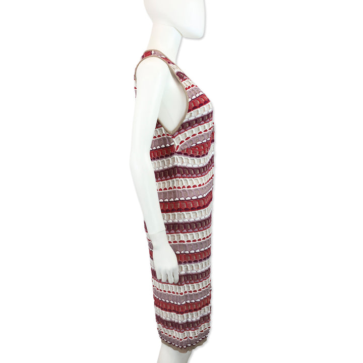 Missoni Multicolor Waffle Knit V-Neck Sleeveless Midi Dress