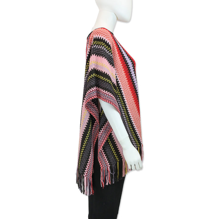 Missoni Multicolor Wavy Striped Poncho with Fringe