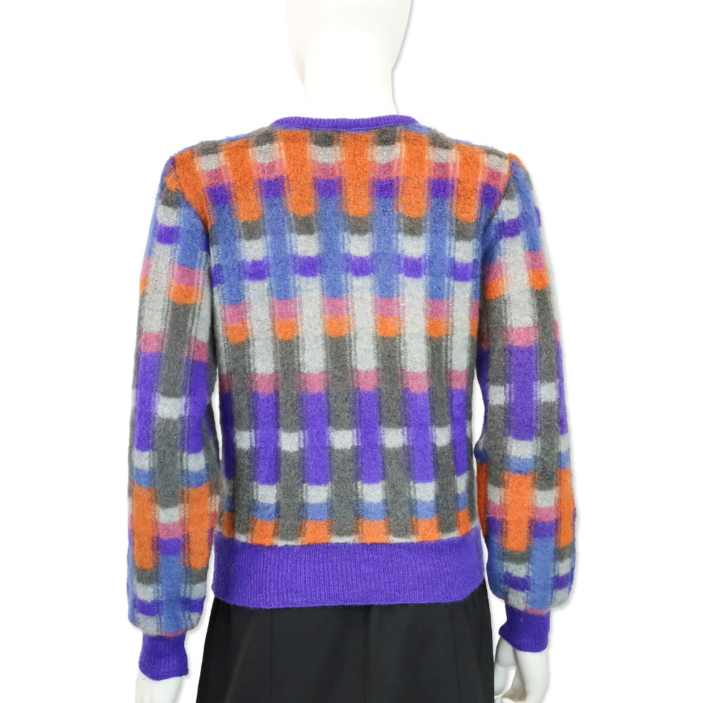 Missoni Purple Multi Plaid Mohair Knit Crewneck Sweater