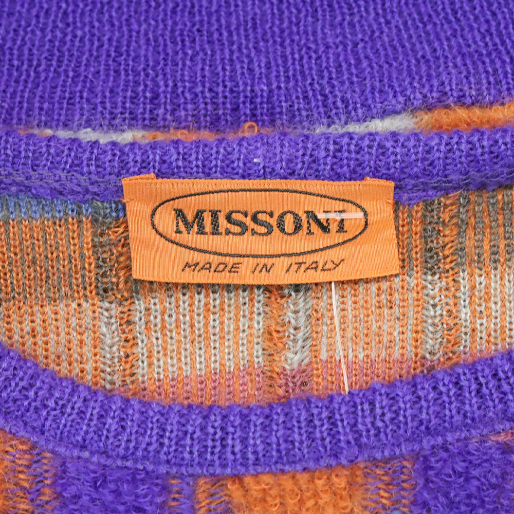 Missoni Purple Multi Plaid Mohair Knit Crewneck Sweater