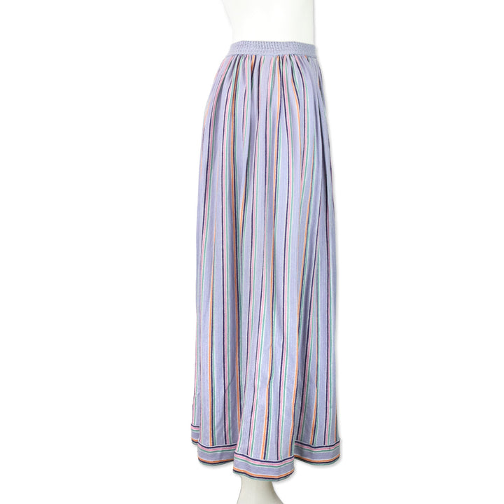 Missoni Purple Multi Striped Knit Tassel Pleated Maxi Skirt