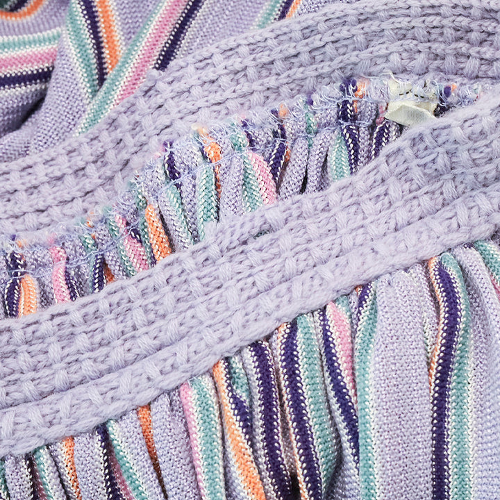Missoni Purple Multi Striped Knit Tassel Pleated Maxi Skirt