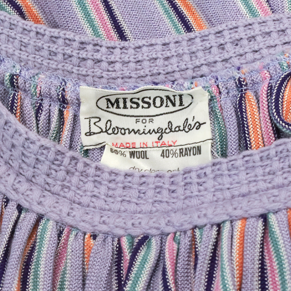 Missoni Purple Multi Striped Knit Tassel Pleated Maxi Skirt