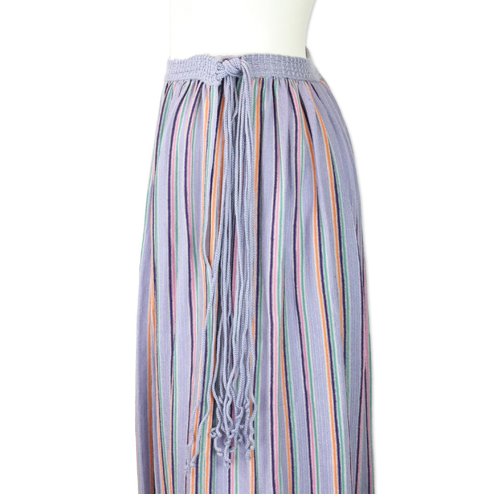 Missoni Purple Multi Striped Knit Tassel Pleated Maxi Skirt