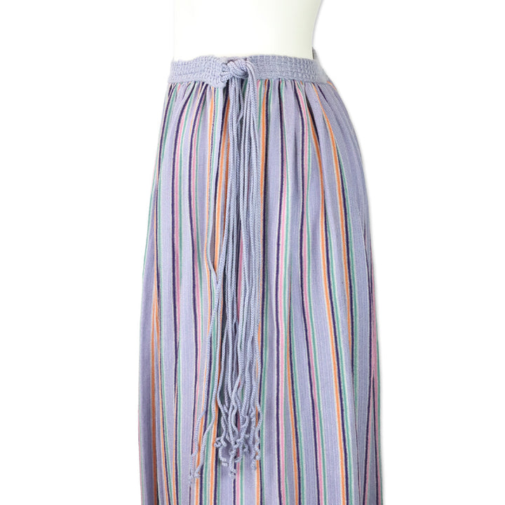 Missoni Purple Multi Striped Knit Tassel Pleated Maxi Skirt
