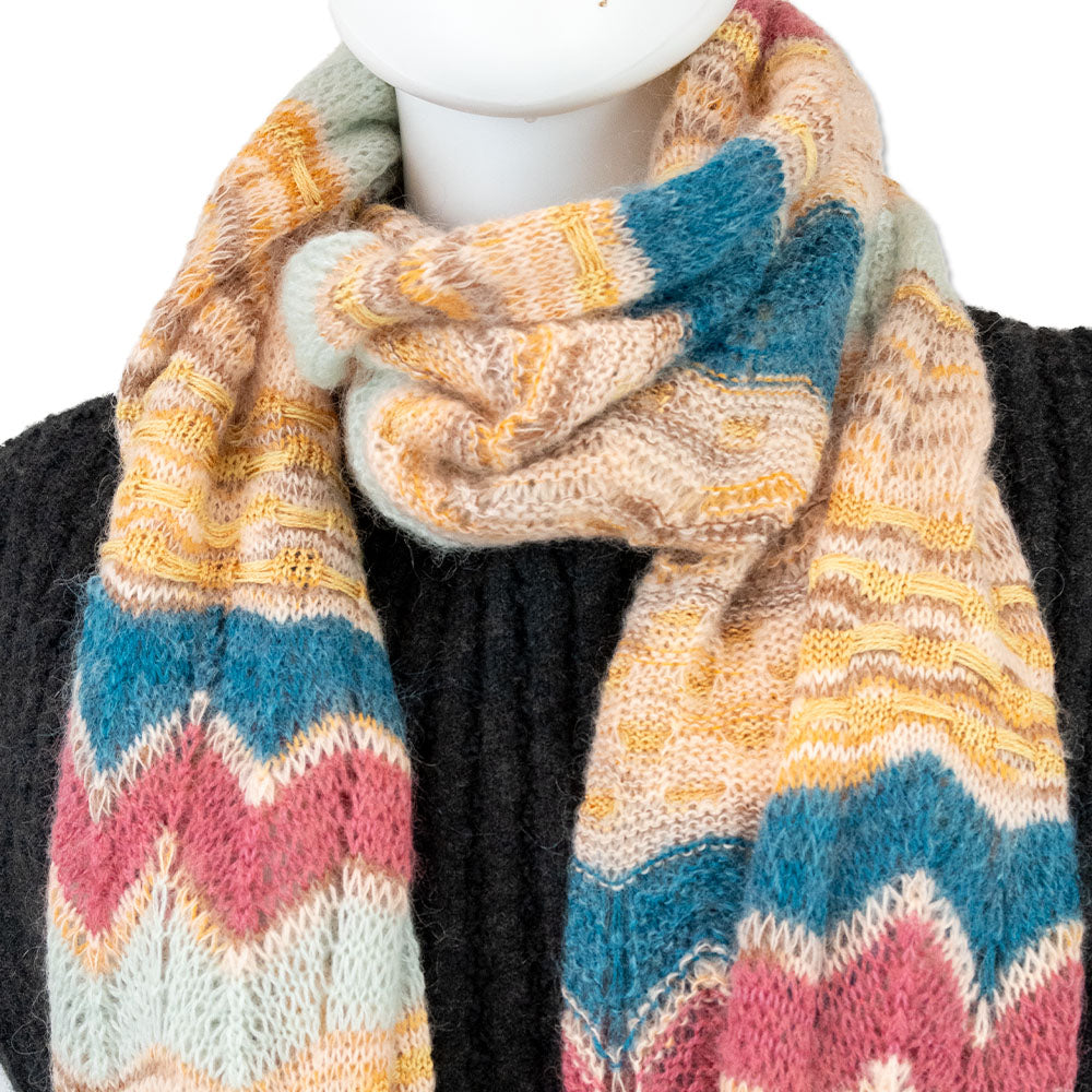 Missoni Striped Chevron Multicolor Knit Scarf