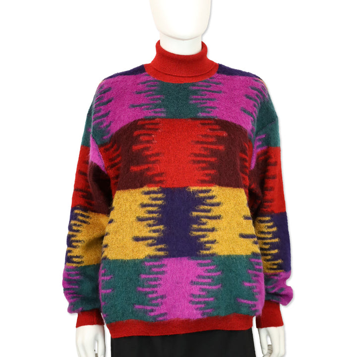 Missoni Vibrant Multicolor Mohair Blend Knit Turtleneck Sweater