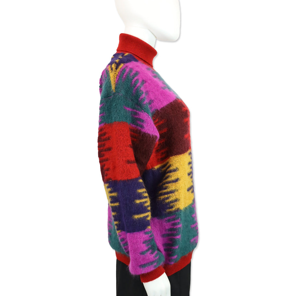 Missoni Vibrant Multicolor Mohair Blend Knit Turtleneck Sweater