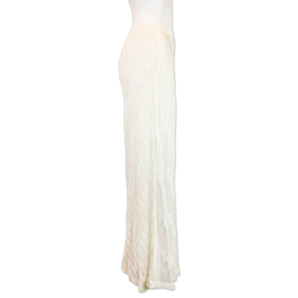 Missoni White Zig Zag Pointelle Knit Palazzo Pants