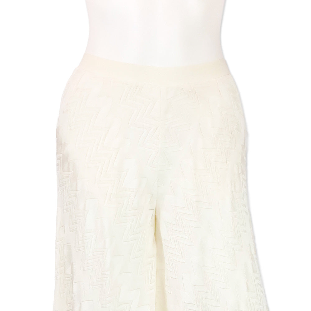 Missoni White Zig Zag Pointelle Knit Palazzo Pants