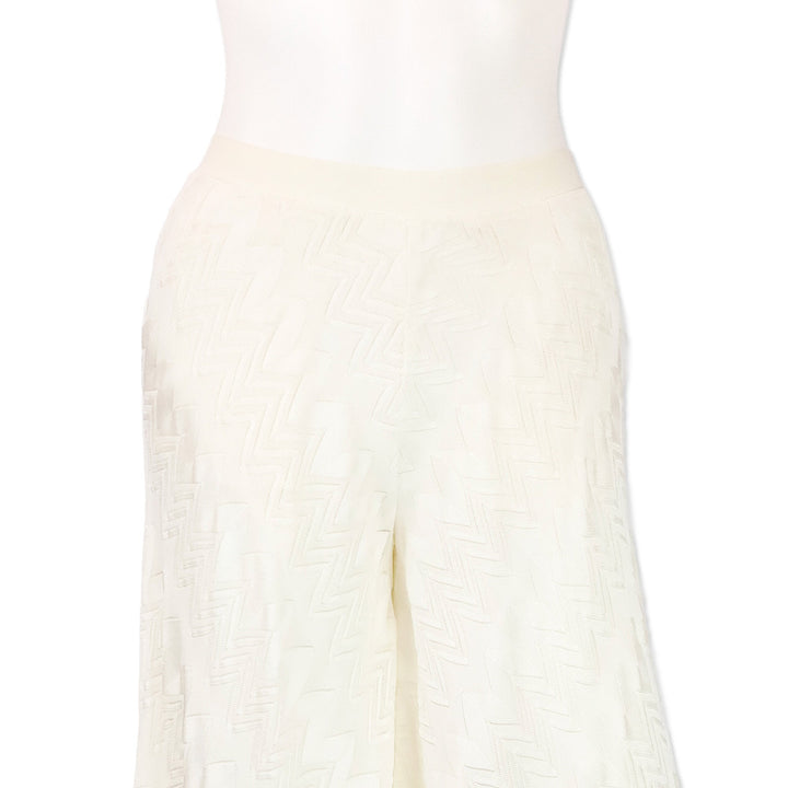 Missoni White Zig Zag Pointelle Knit Palazzo Pants