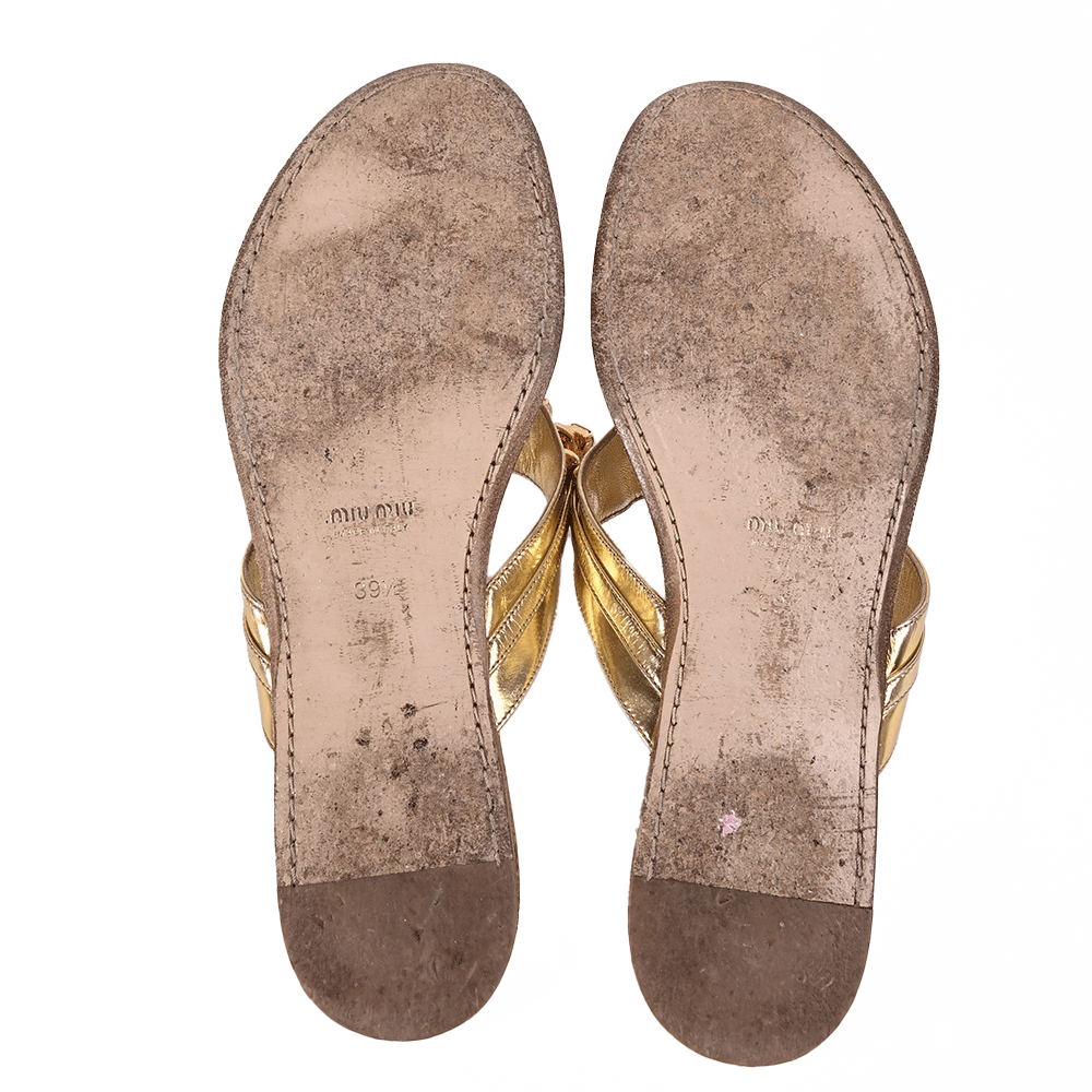 Miu Miu Gold Crystal Sandals